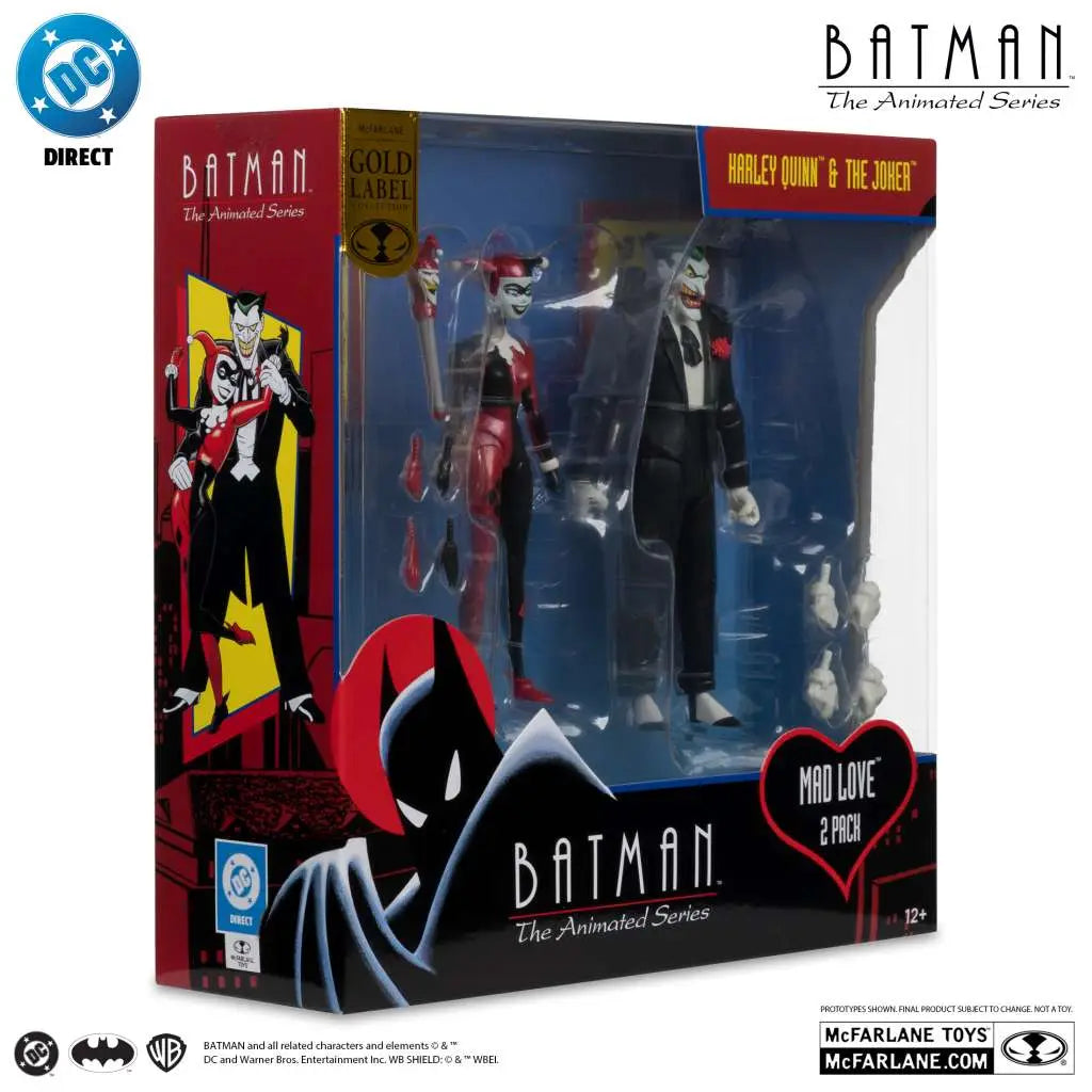 DC DIRECT BATMAN ANIMATED COMIC HARLEY &  JOKER MAD LOVE AF 2-PK