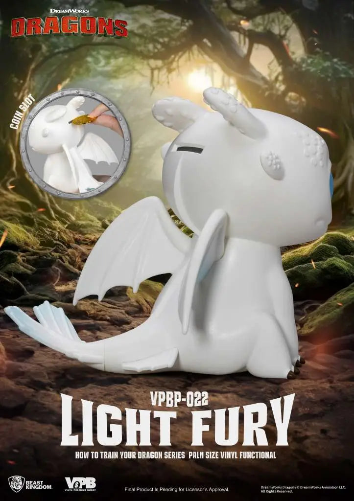 HOW TRAIN YOUR DRAGON LIGHT FURY PALM SIZE VINYL BANK