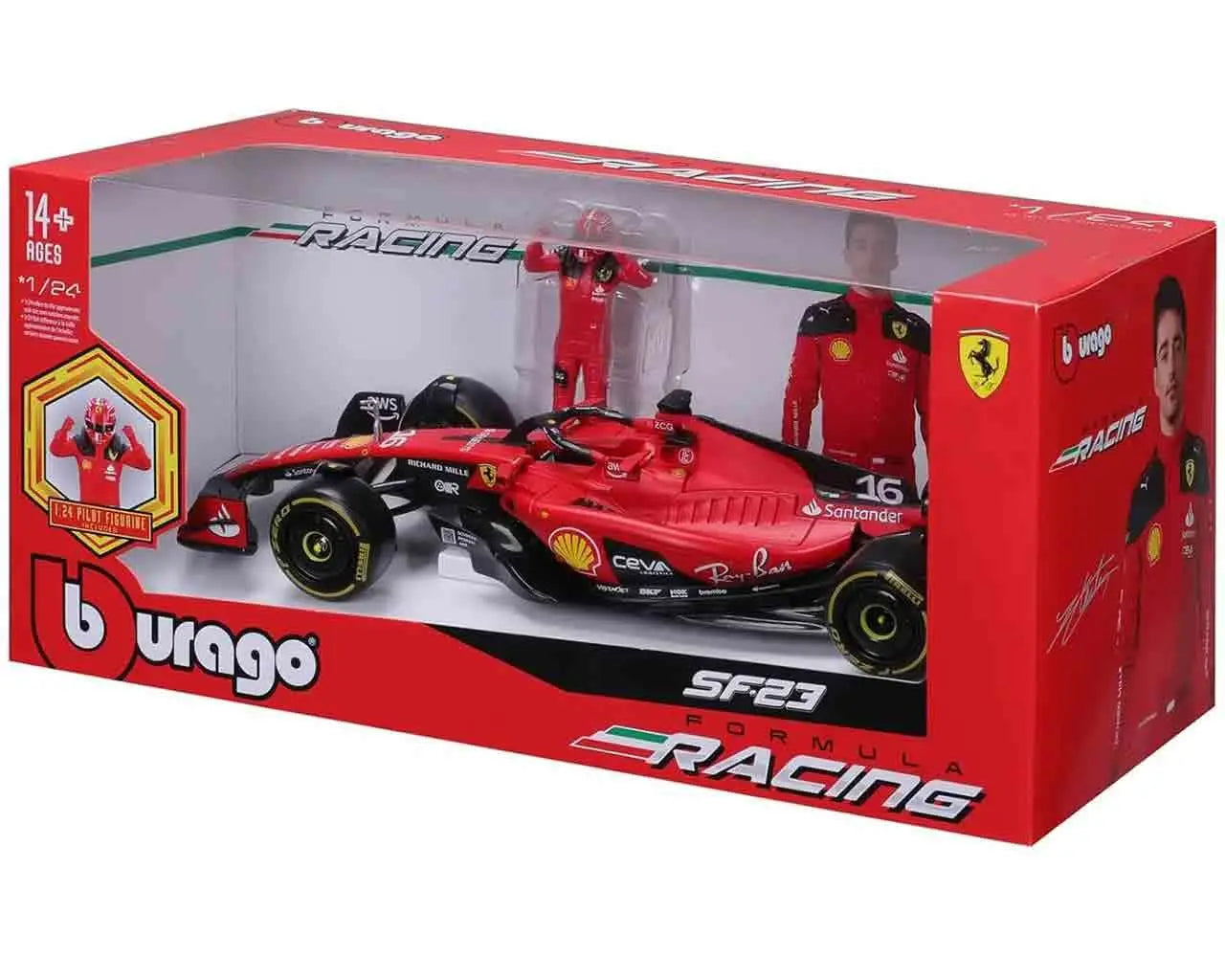 F1 FERRARI SF-23 WITH LECLERC FIGURE - 1:24 DIE-CAST MODEL