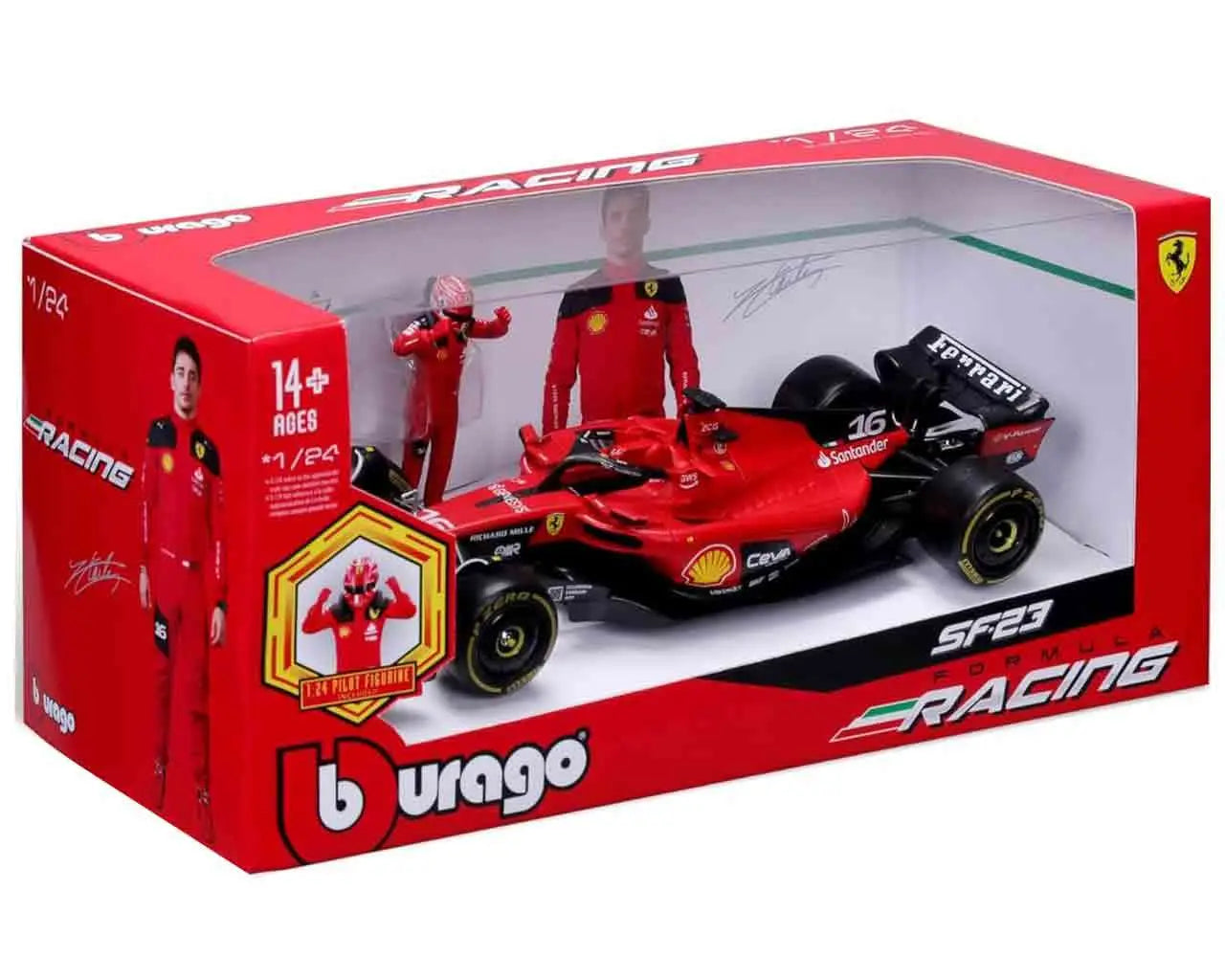 F1 FERRARI SF-23 WITH LECLERC FIGURE - 1:24 DIE-CAST MODEL