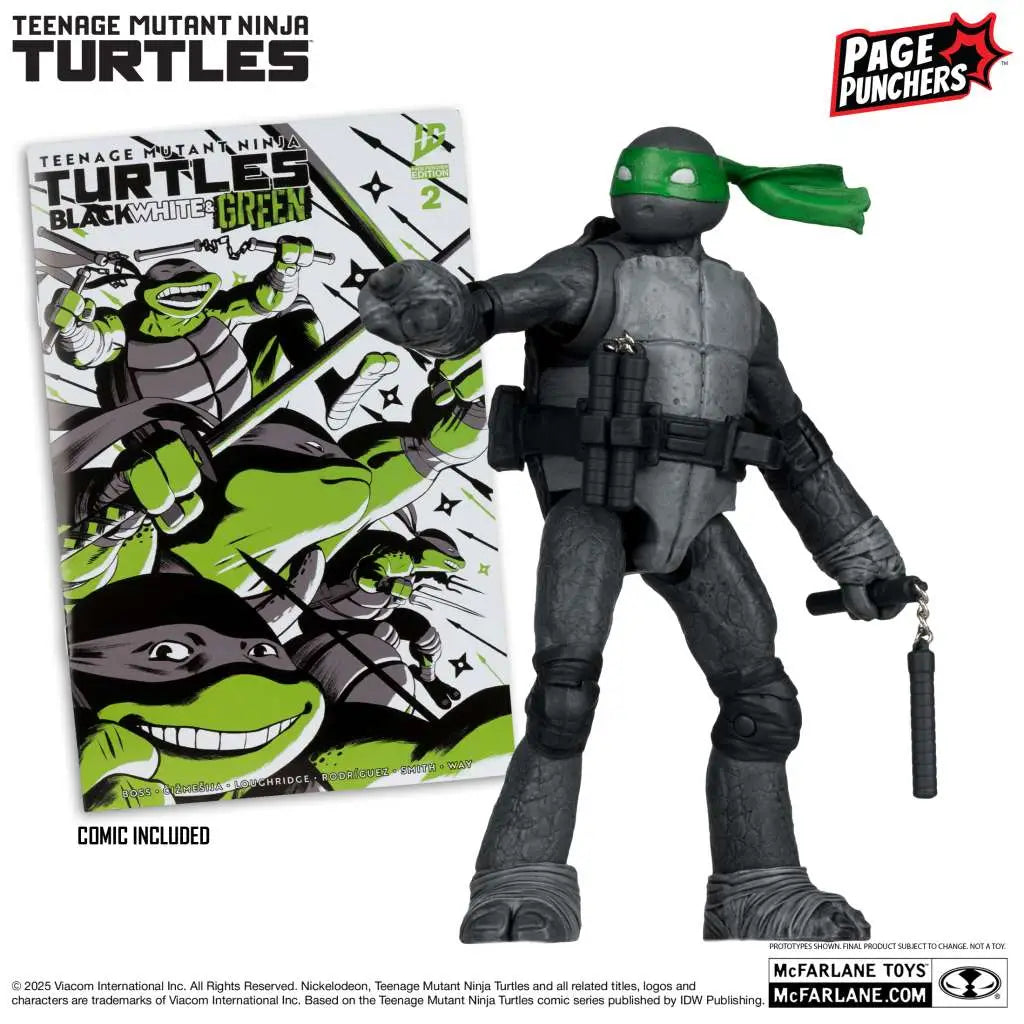 TEENAGE MUTANT NINJA TURTLES 5inch MICHELANGELO FIGURE WITH COMIC (B,W&G VARIANT)