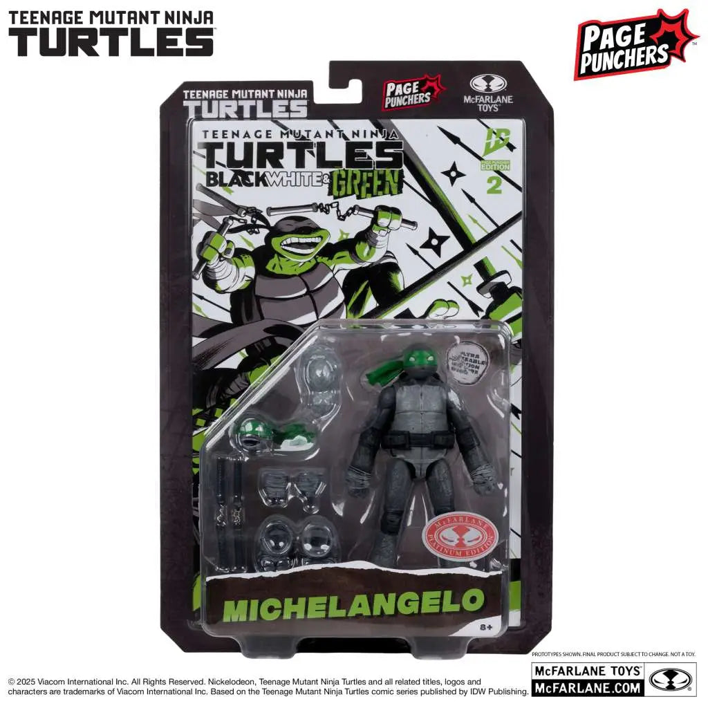 TEENAGE MUTANT NINJA TURTLES 5inch MICHELANGELO FIGURE WITH COMIC (B,W&G VARIANT)