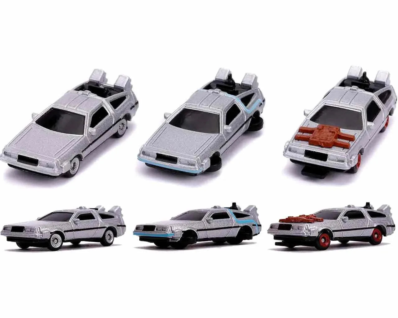 BACK TO THE FUTURE 1982 DELOREAN NANO MODELS DIE-CAST MODEL CARS SET