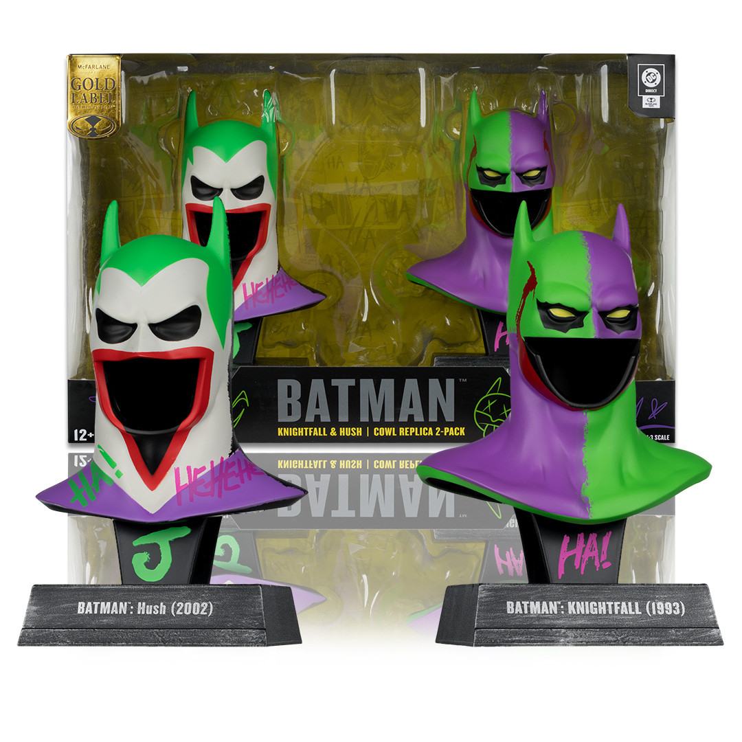 DC DIRECT 1:3 BATMAN COWL PROP REPLICA BATMAN HUSH + BATMAN KNIGHTFALL JOKEROZED 2-PACK