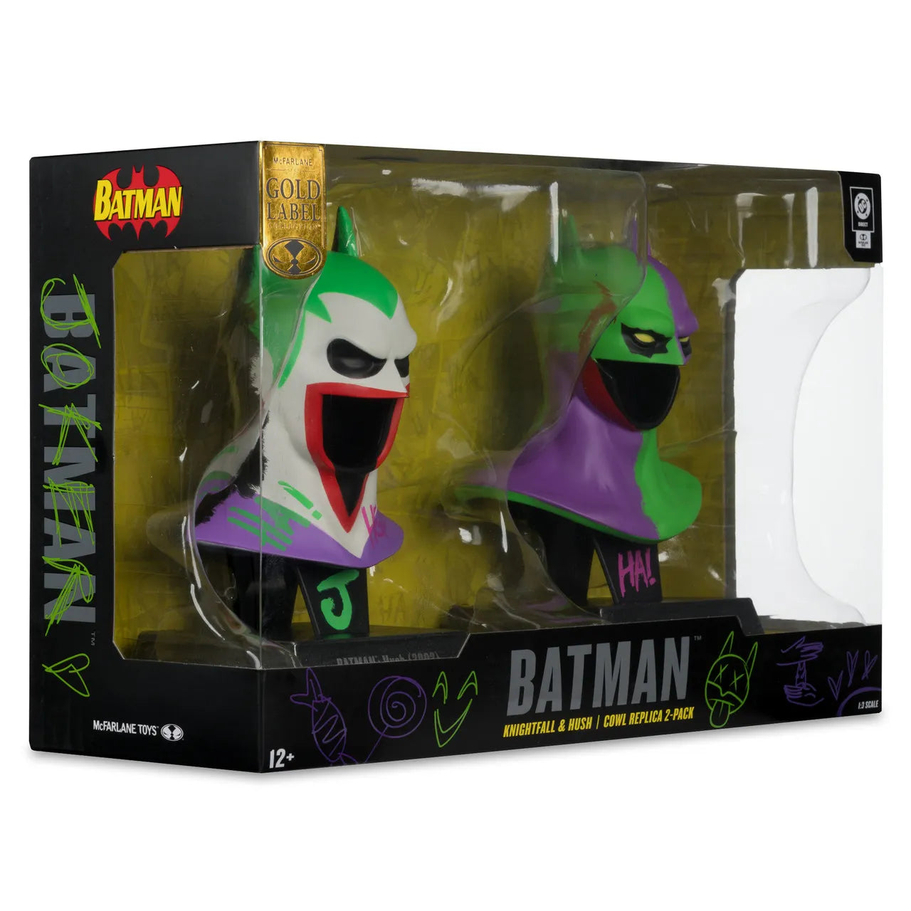 DC DIRECT 1:3 BATMAN COWL PROP REPLICA BATMAN HUSH + BATMAN KNIGHTFALL JOKEROZED 2-PACK