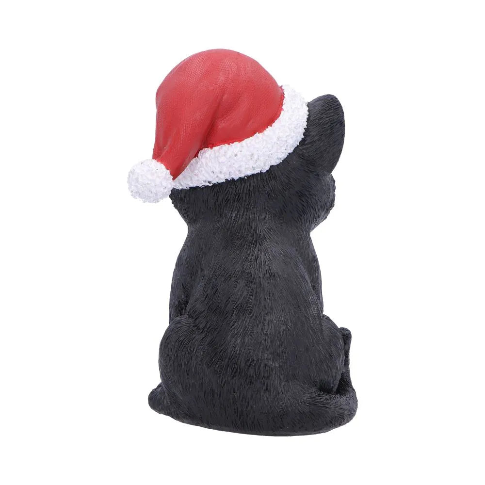 BLACK CAT WITH SANTA HAT FIGURE