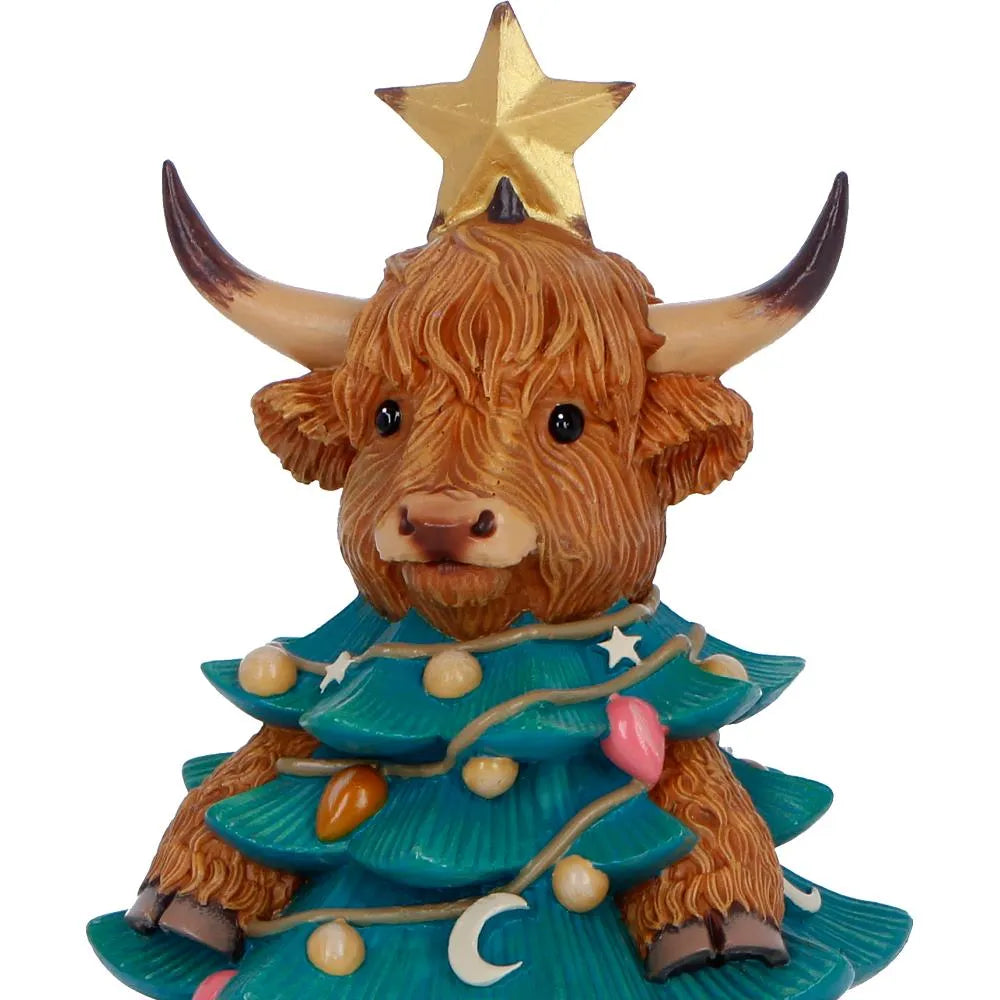 WINTER HIGHLAND COW CHRISTMAS TREE FIGURE