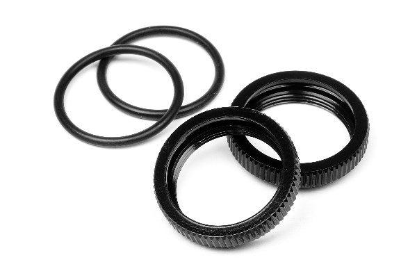 Big Bore Shock Spring Adjust Nut (Black/2Pcs)