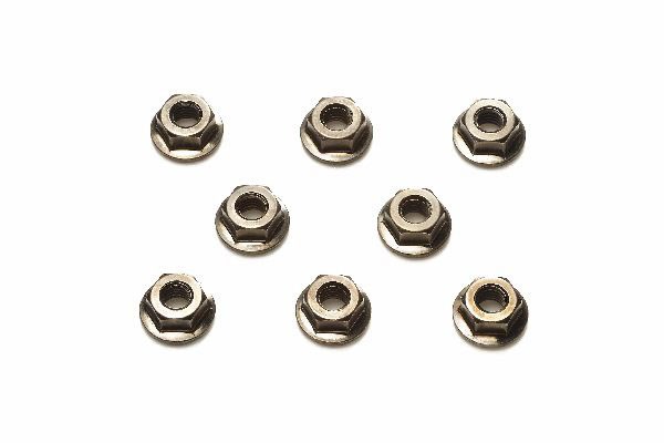 4mm Serrated Whl Nut Bla*8