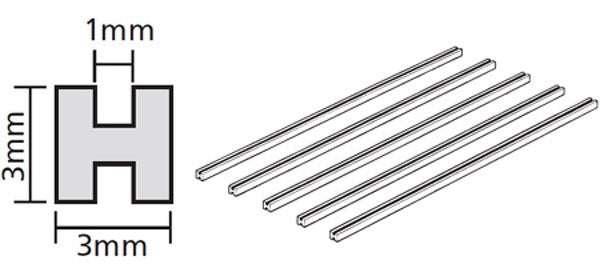 Clear Plastic Beams 3mm H *5