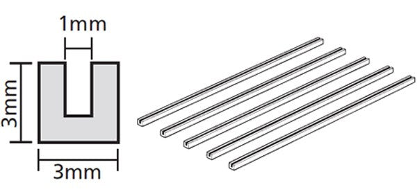 Clear Plastic Beams 3mm U *5