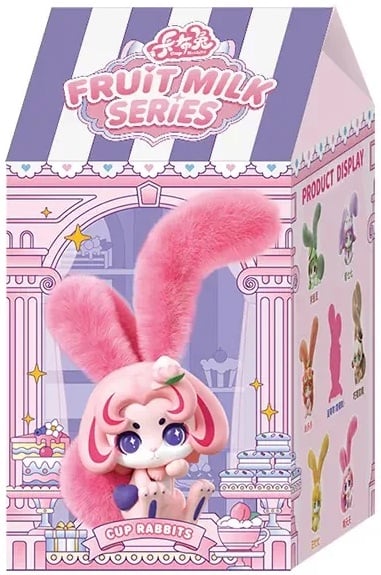 CUP RABBITS - Fruits Milk - Display of 6 Plushs 17cm - Mystery Box