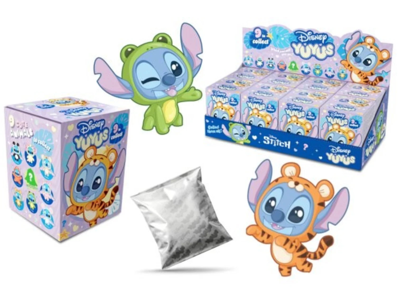 STITCH & ANGEL - Display of 8 Keychains YUYUS 12cm - 8 Models