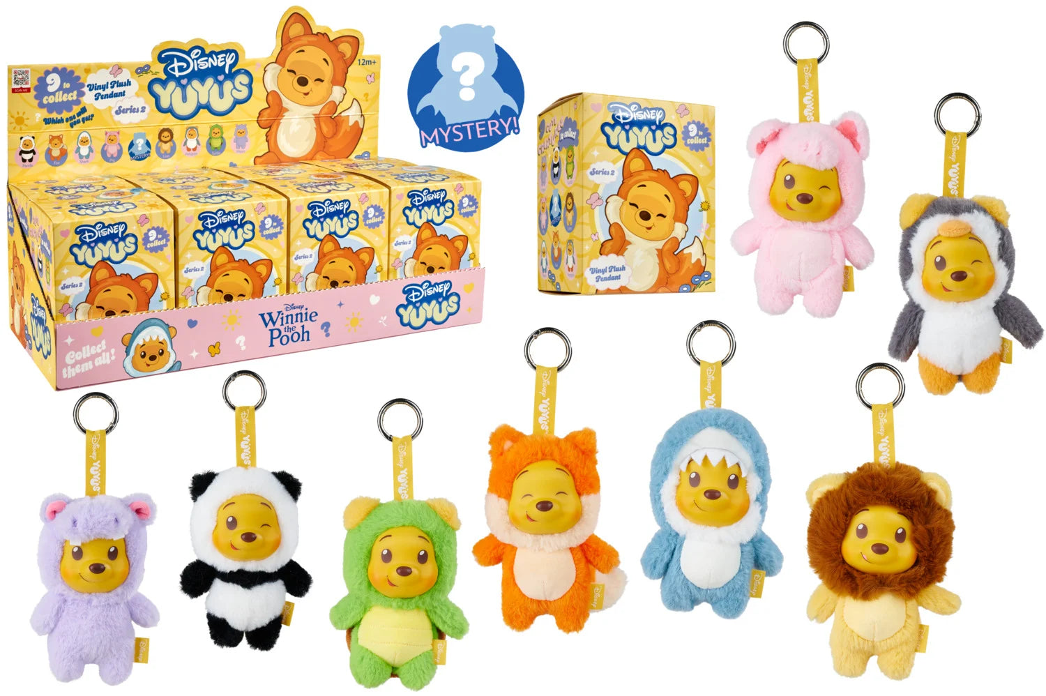 WINNIE THE POOH - Display of 8 Keychains YUYUS 12cm - 8 Models Wave 2