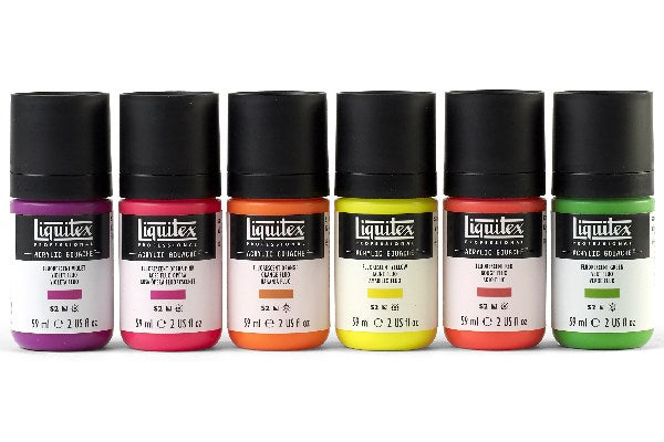 LQX Acrylic Gouache 6x59ml Set fluorescents