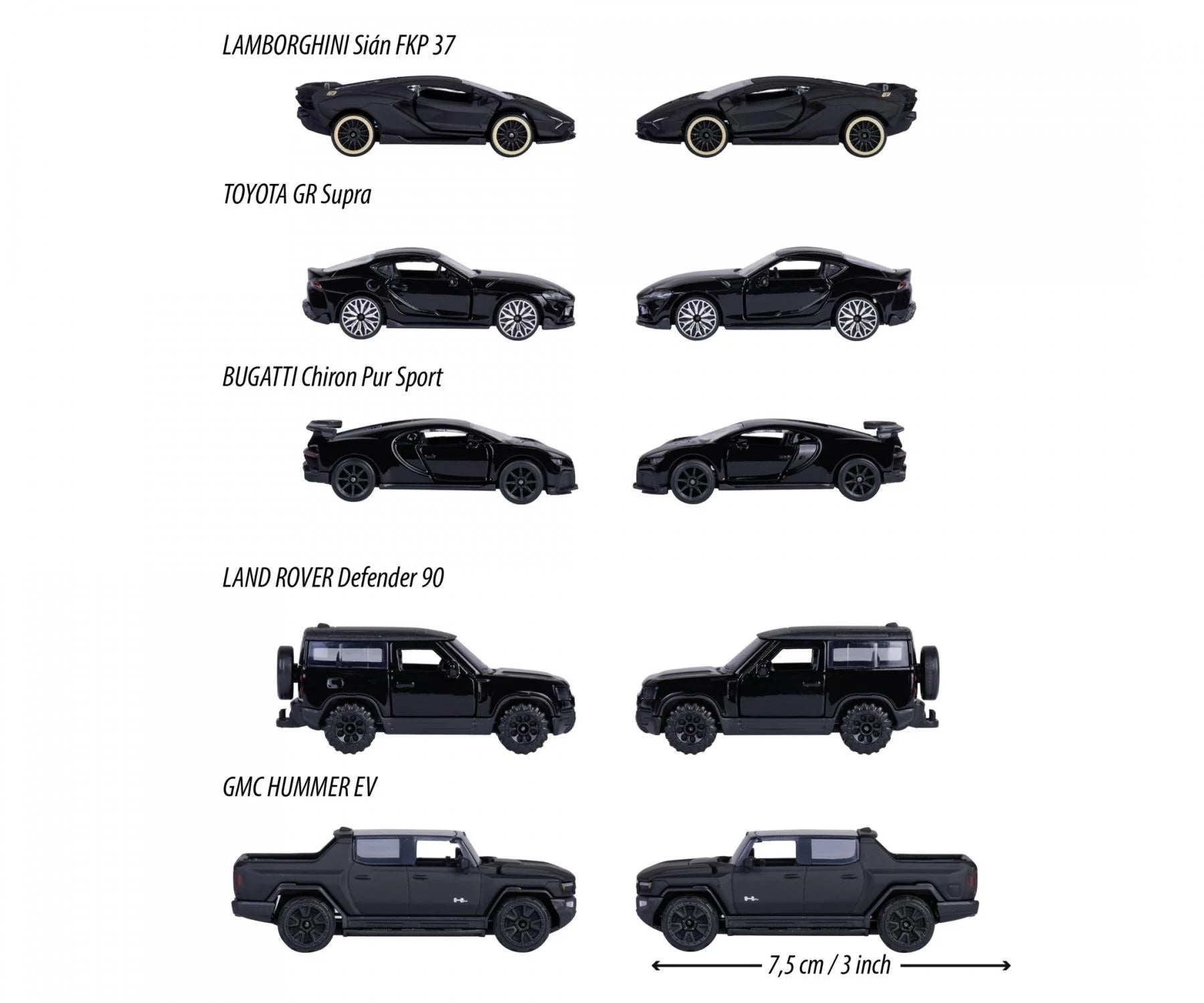 RIDE COOL - Black Edition - Pack of 5 Miniature Cars - 1:64