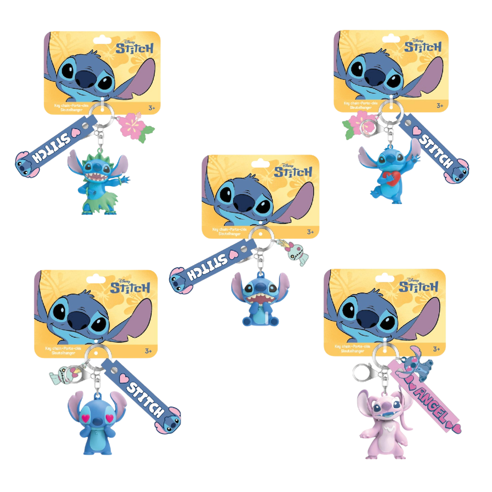STITCH - Display of 25pc 3D Foam Keychain - 5 Models