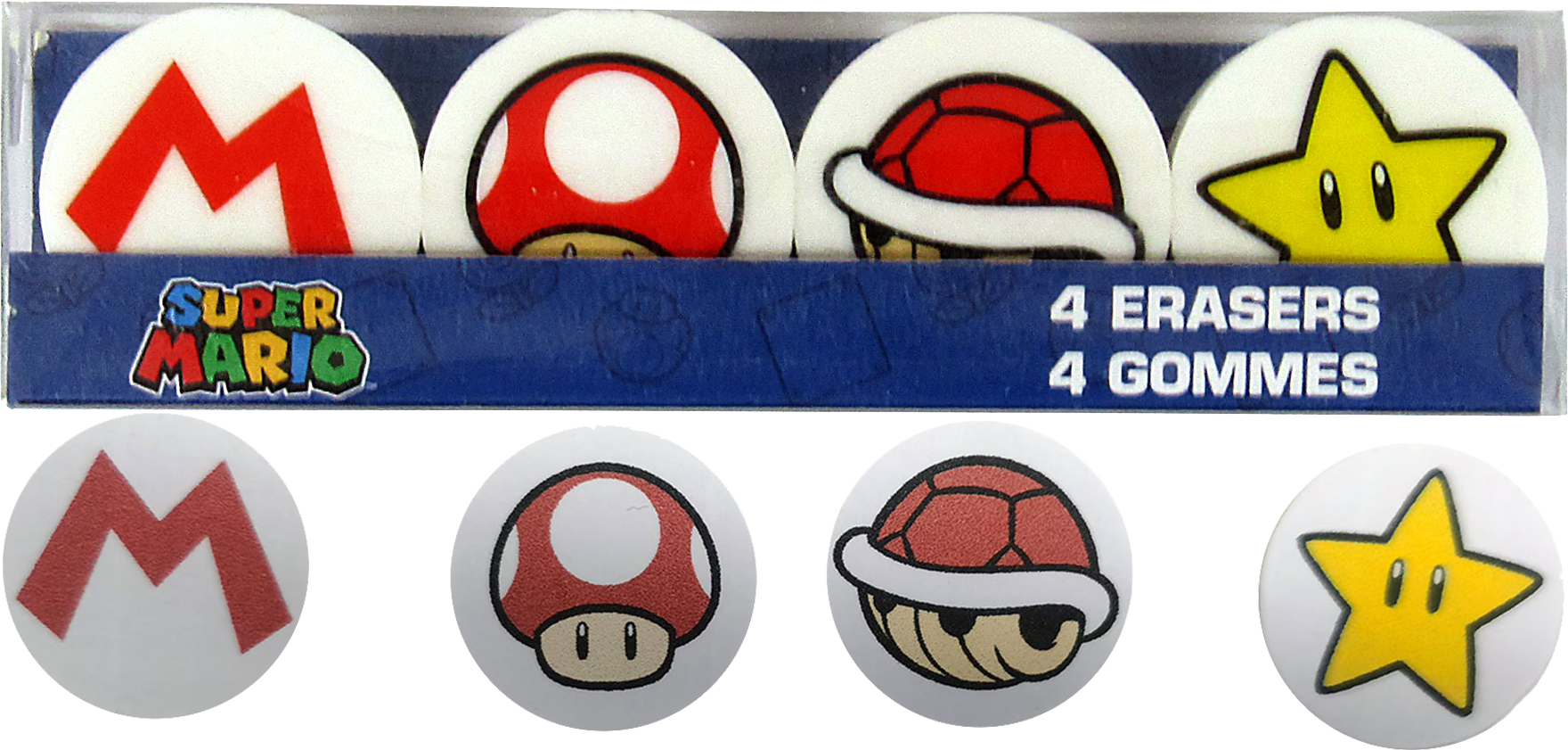 SUPER MARIO - Set of 4 Erasers