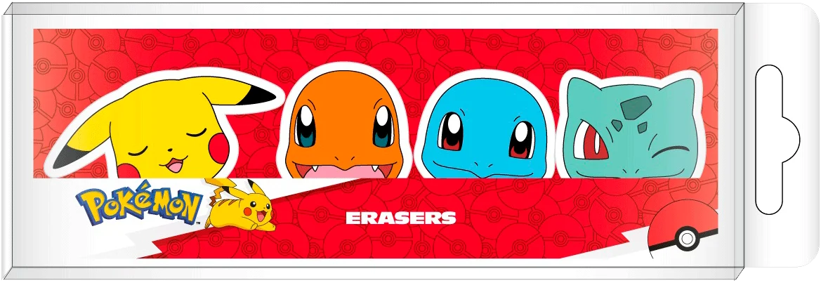 POKEMON - Starter - Set of 4 Erasers