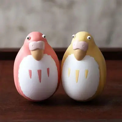 THE BOY AND THE HERON RED & YELLOW PARAKEET TWO PACK ROLY POLY FIGURINES