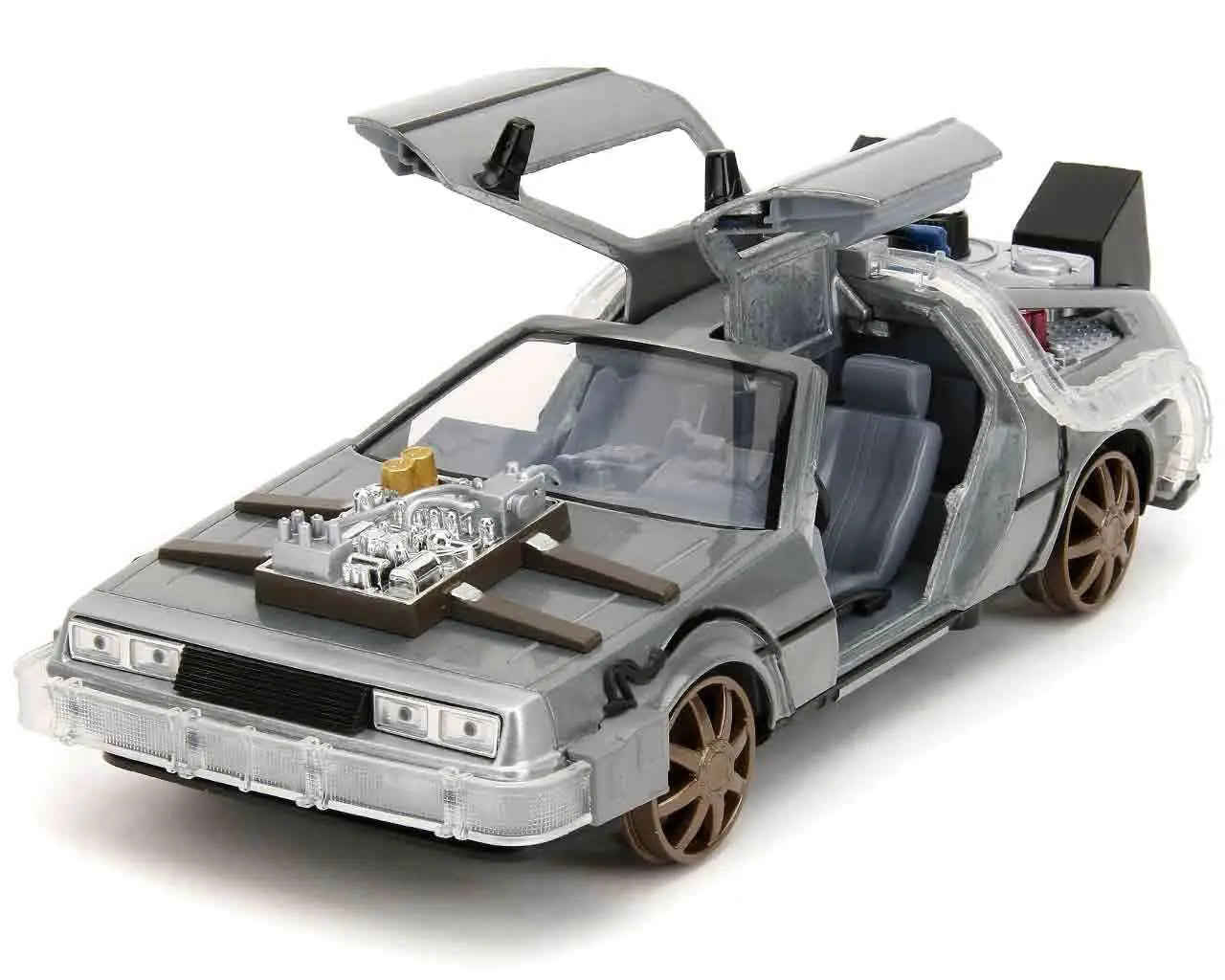 BACK TO THE FUTURE 3 1982 DELOREAN RAILROAD WHEELS 1/24 DIE-CAST MODEL LIMITED EDITION