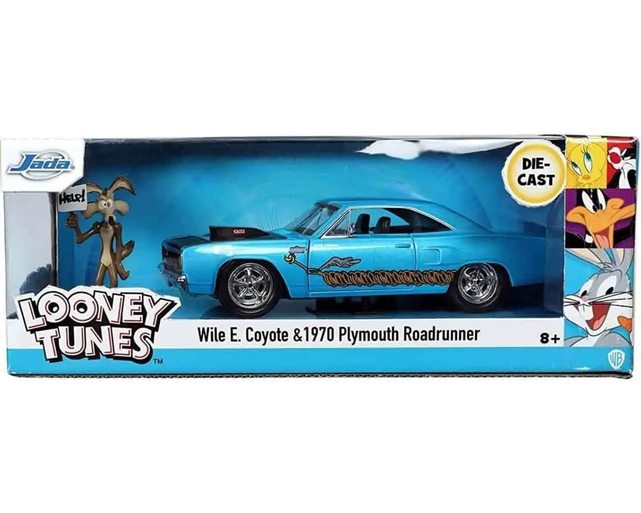 Looney Toones - 1970 Playmouth Roadrunner with Wile E. Coyote - 1:24 Die-Cast Model