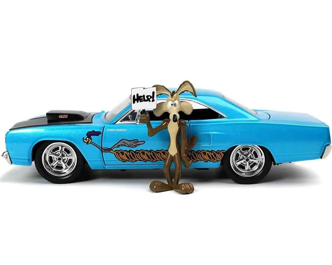Looney Toones - 1970 Playmouth Roadrunner with Wile E. Coyote - 1:24 Die-Cast Model
