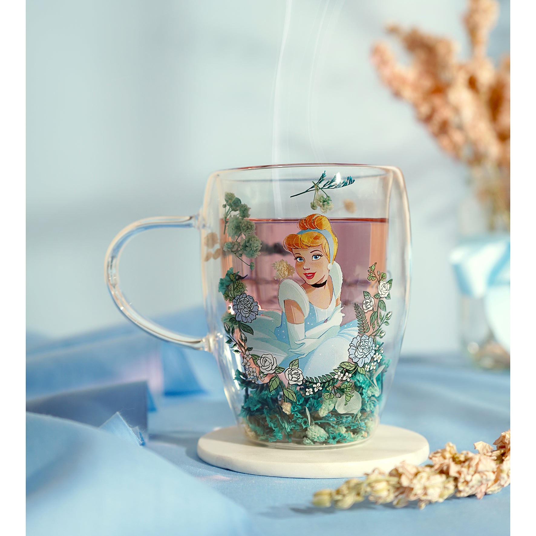 DISNEY PRINCESS - Cinderella - Glass with Dried Flowers 10oz