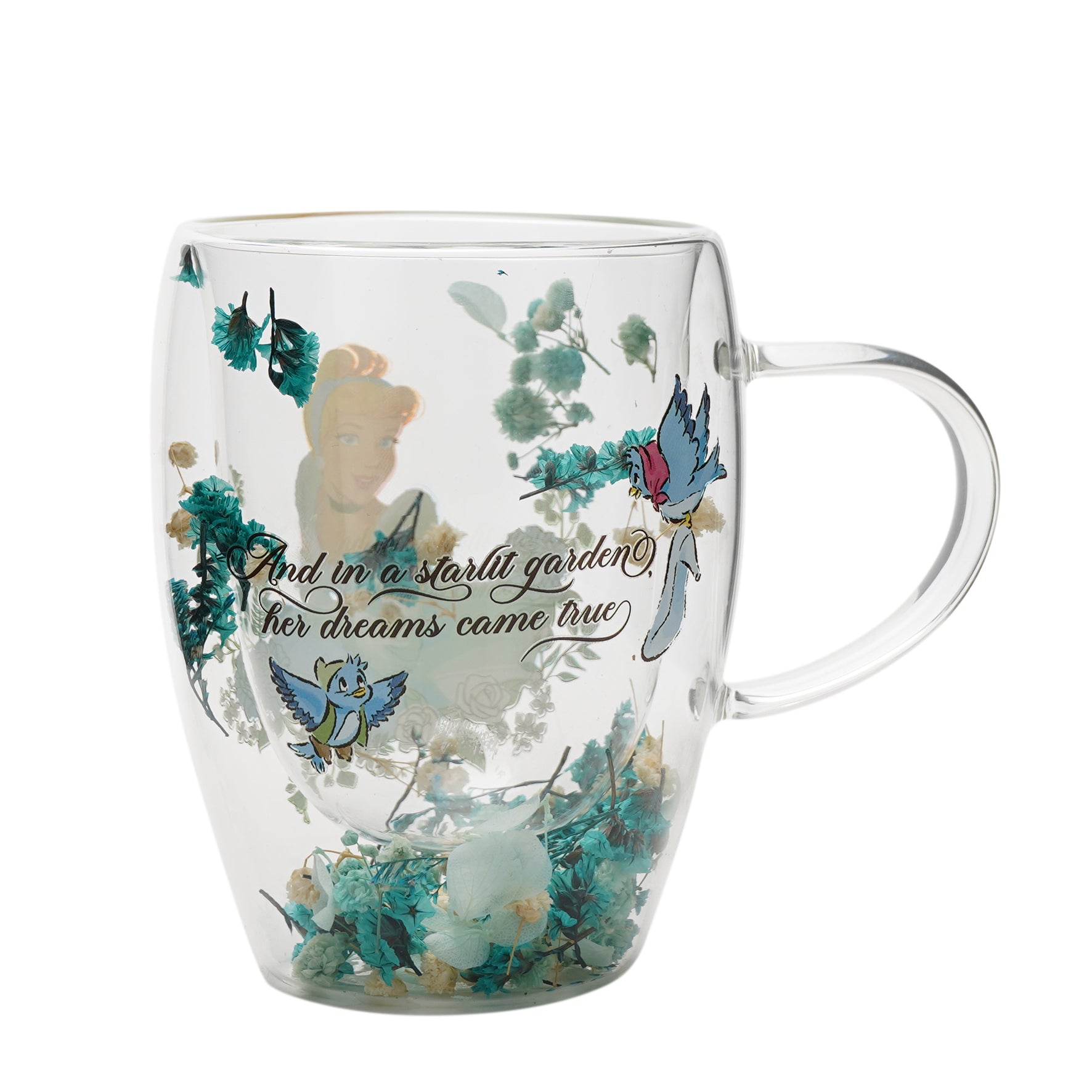 DISNEY PRINCESS - Cinderella - Glass with Dried Flowers 10oz