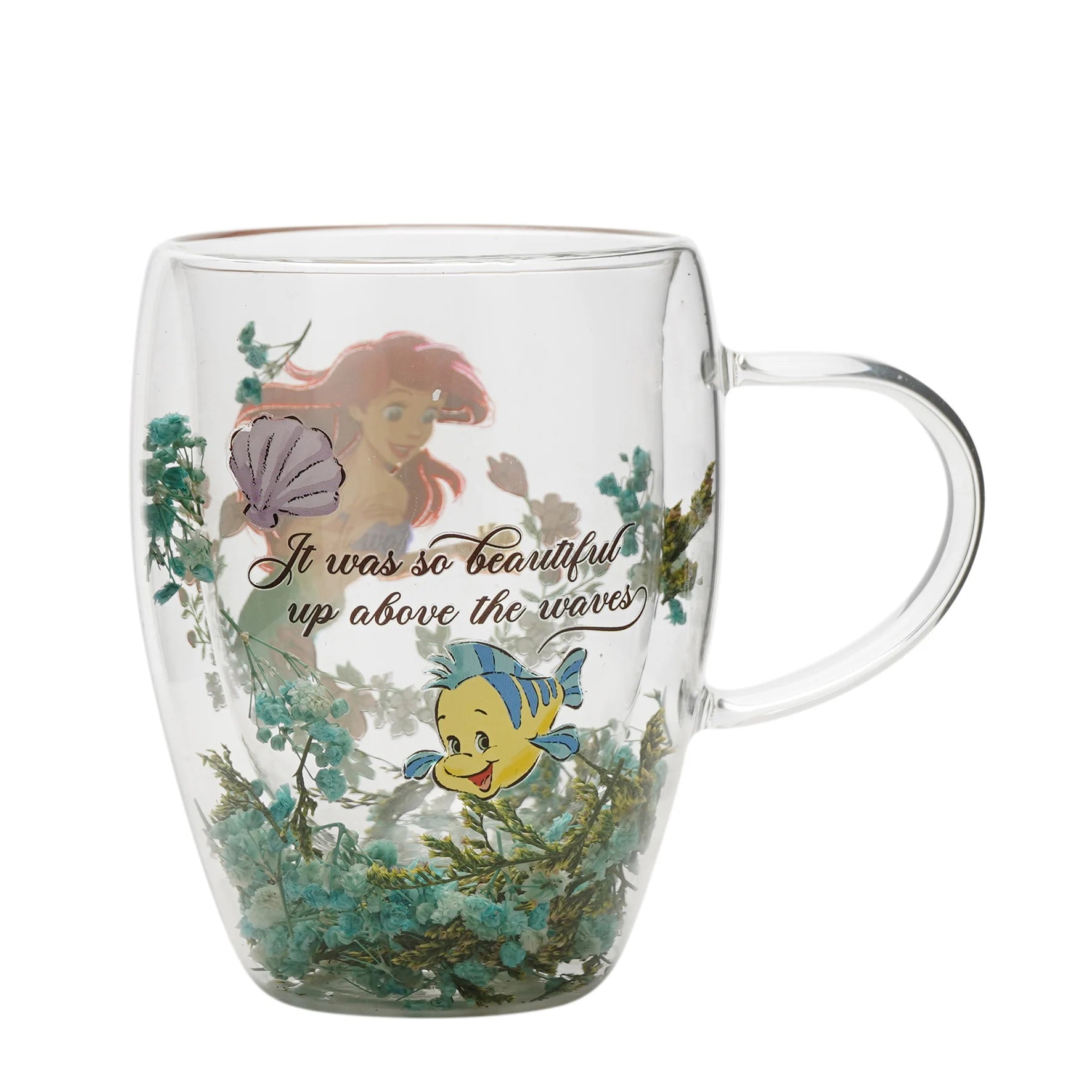 DISNEY PRINCESS - Ariel - Glass with Dried Flowers 10oz