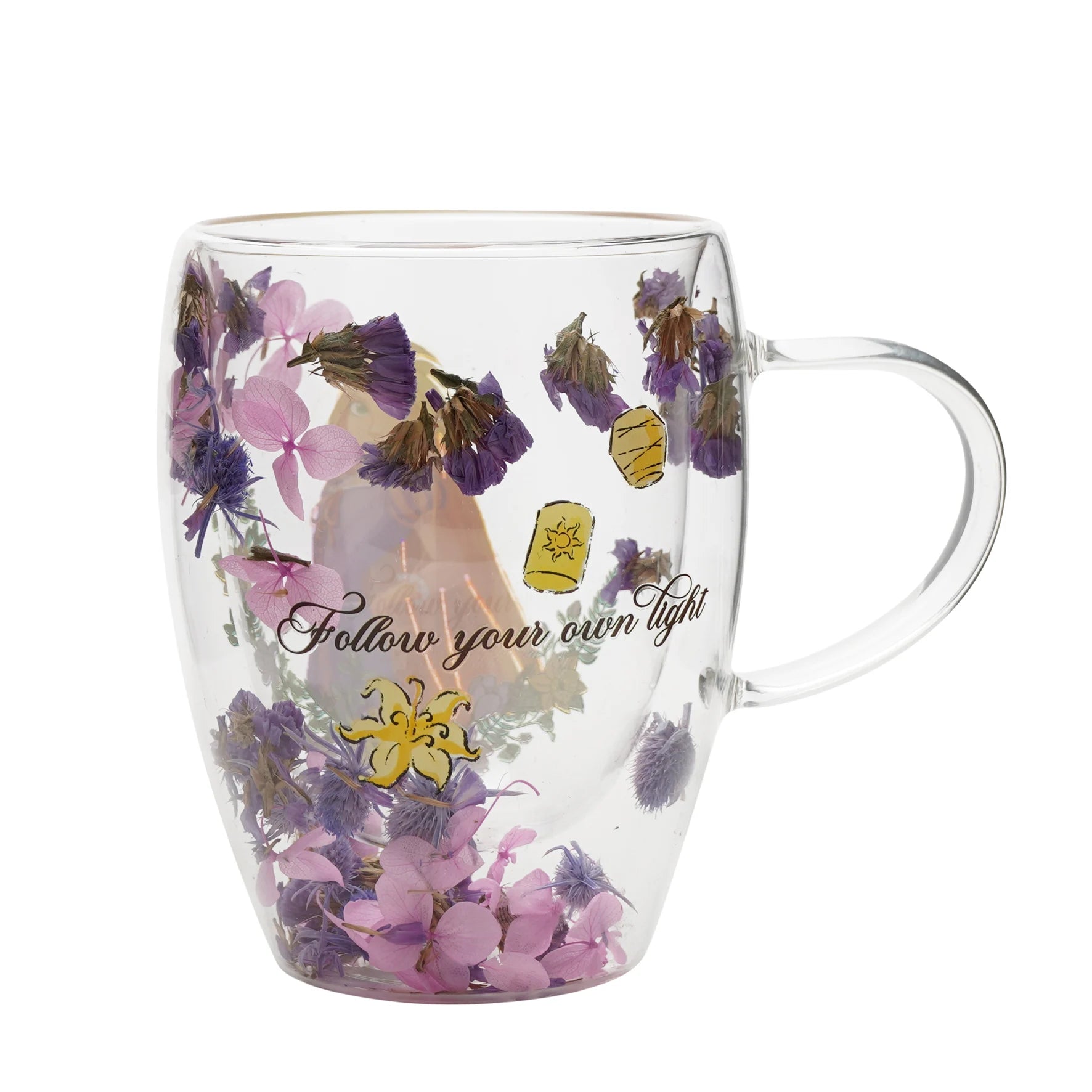DISNEY PRINCESS - Rapunzel - Glass with Dried Flowers 10oz