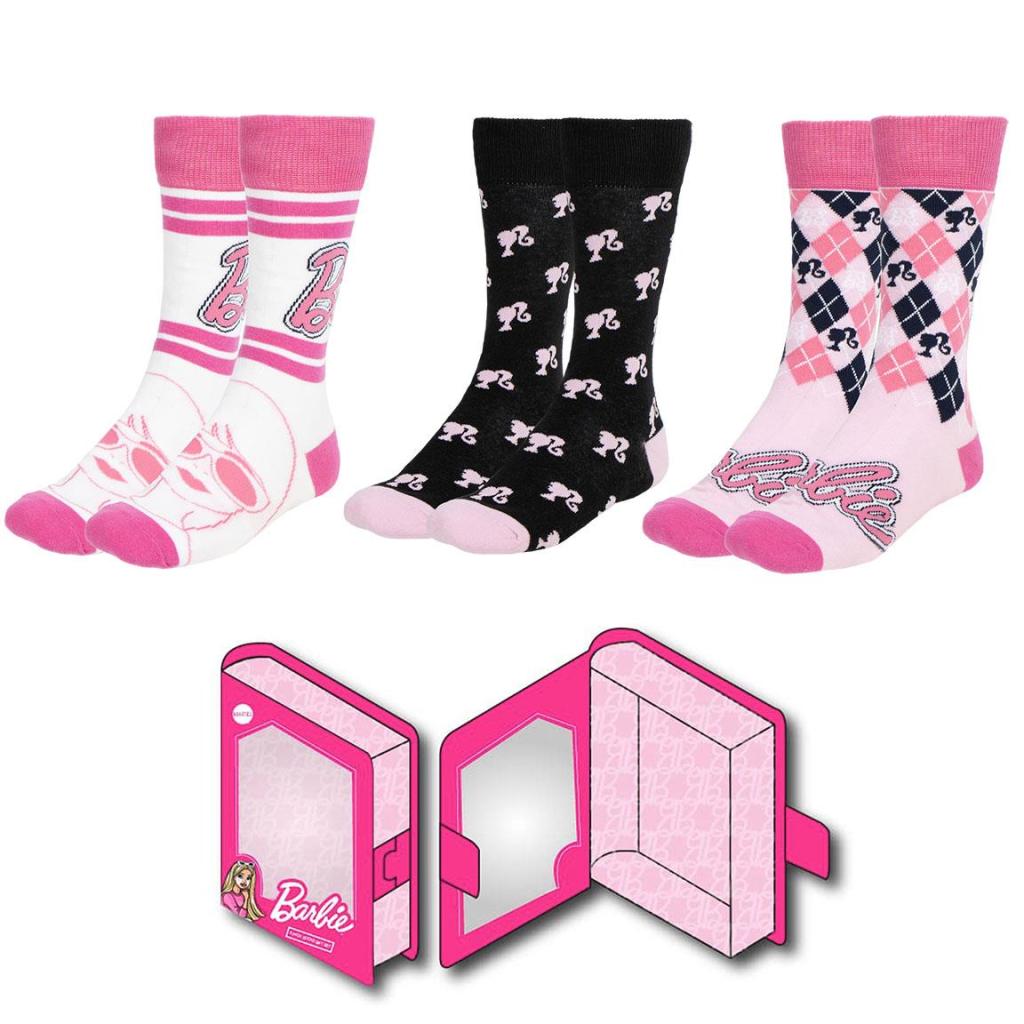 BARBIE - 3 Pairs socks Pack (UK Size 3,5-9)