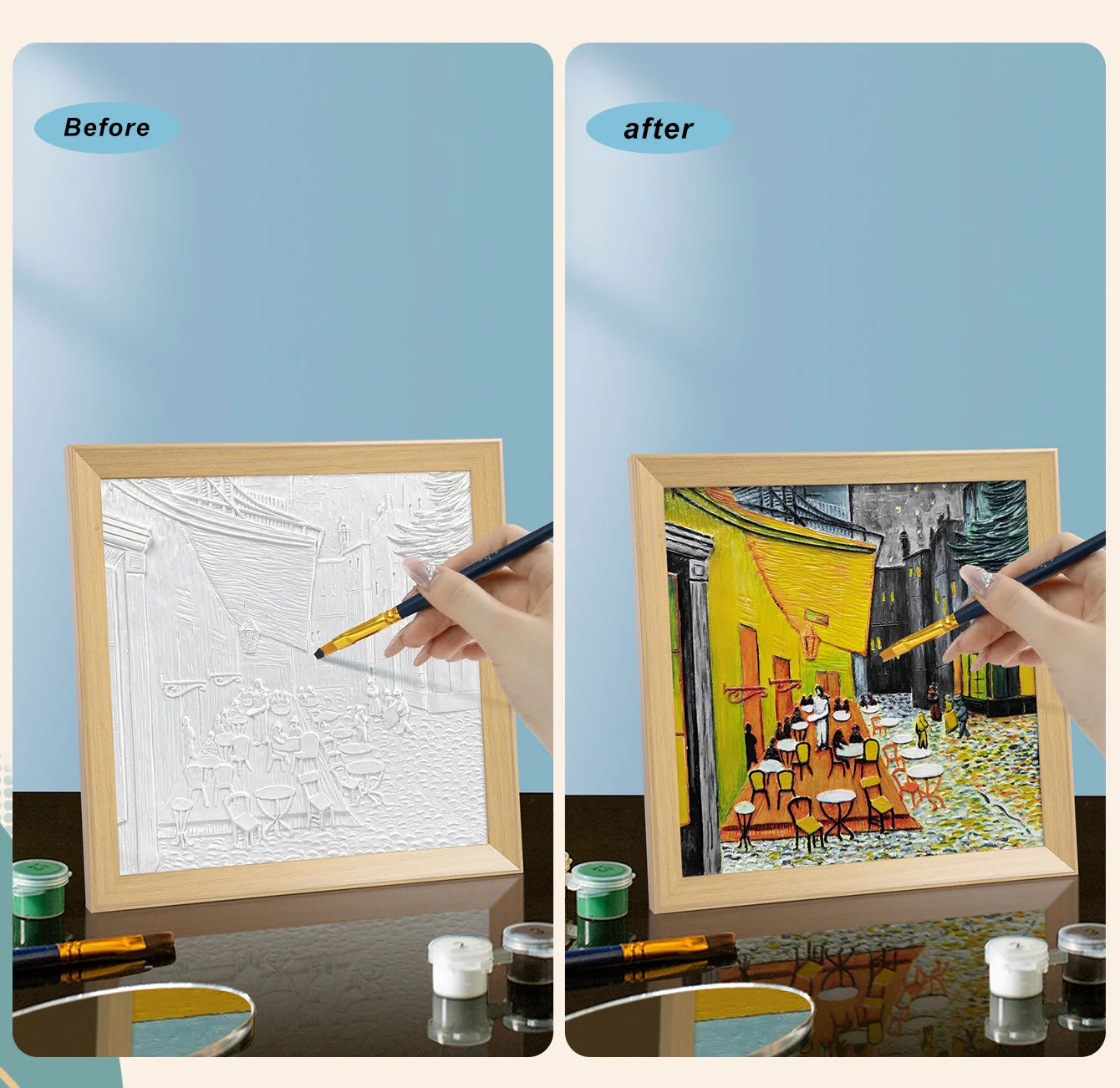 Resin DIY 3D Painting - Café Terrace at night - 34x34cm