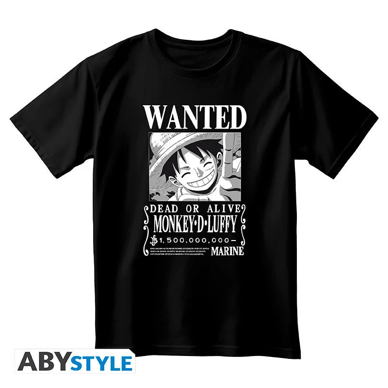 ONE PIECE - T-Shirt Wanted Luffy Unisex Black (S)