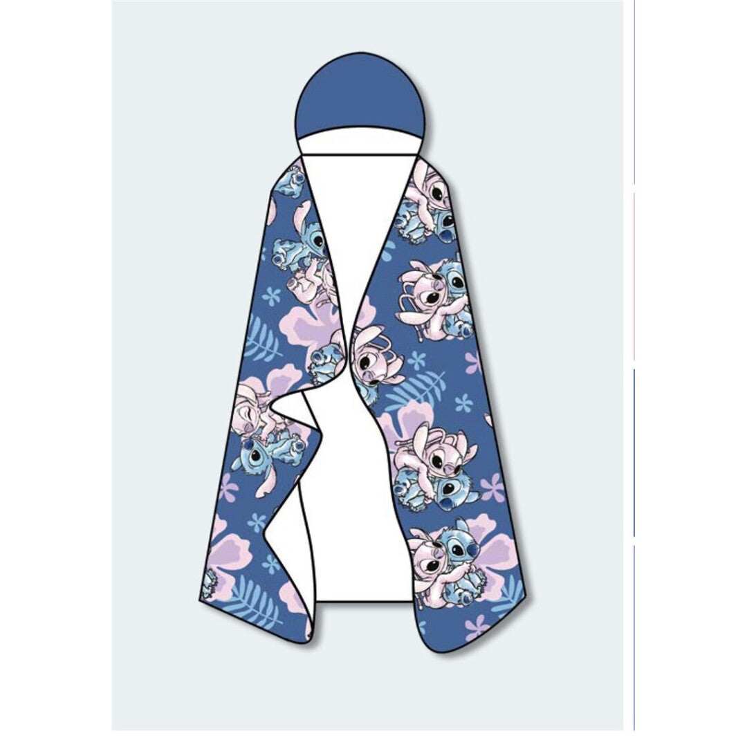 DISNEY - Stitch & Angel "Flowers" - Hooded Blanket 120x150cm