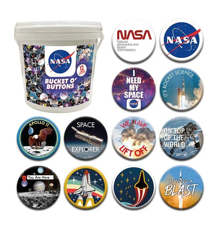 NASA - Bucket of Buttons 144 Pieces 3.2cm