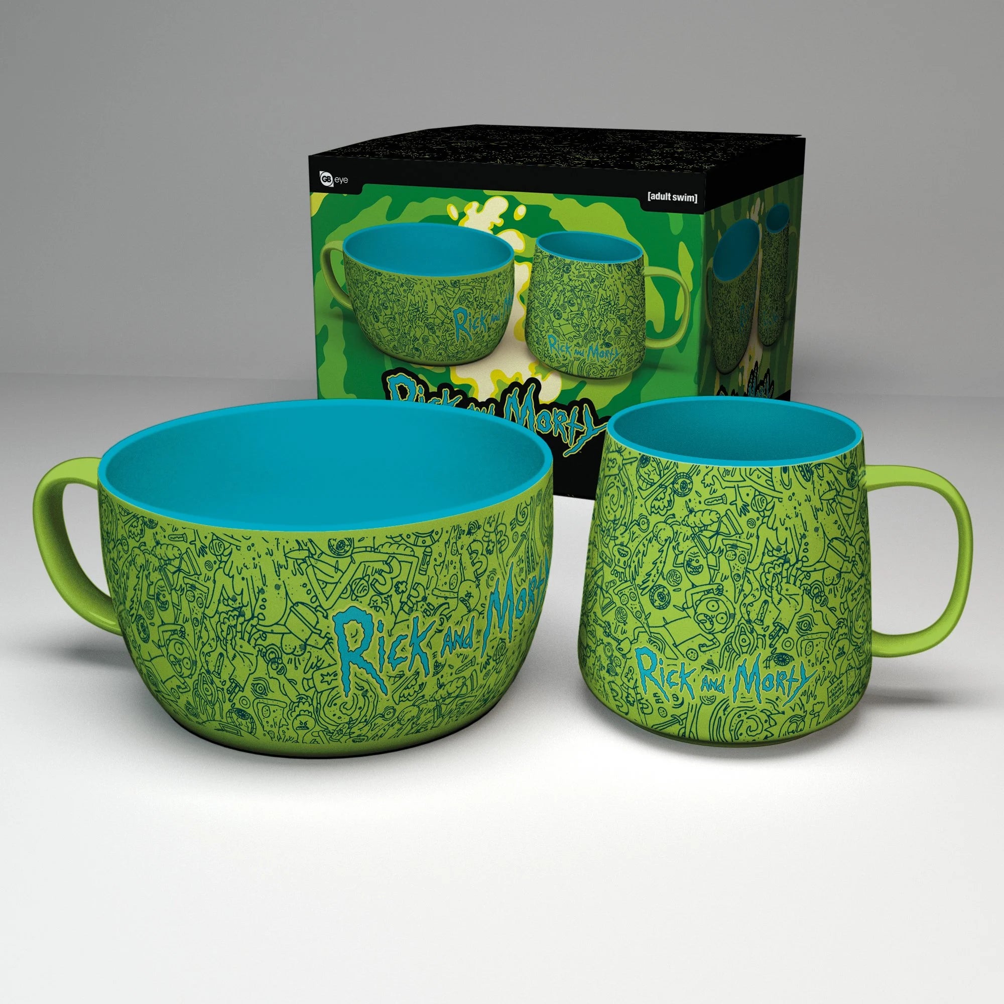 RICK & MORTY - Pattern - Breakfast Set Bowl 850ml & mug 380ml