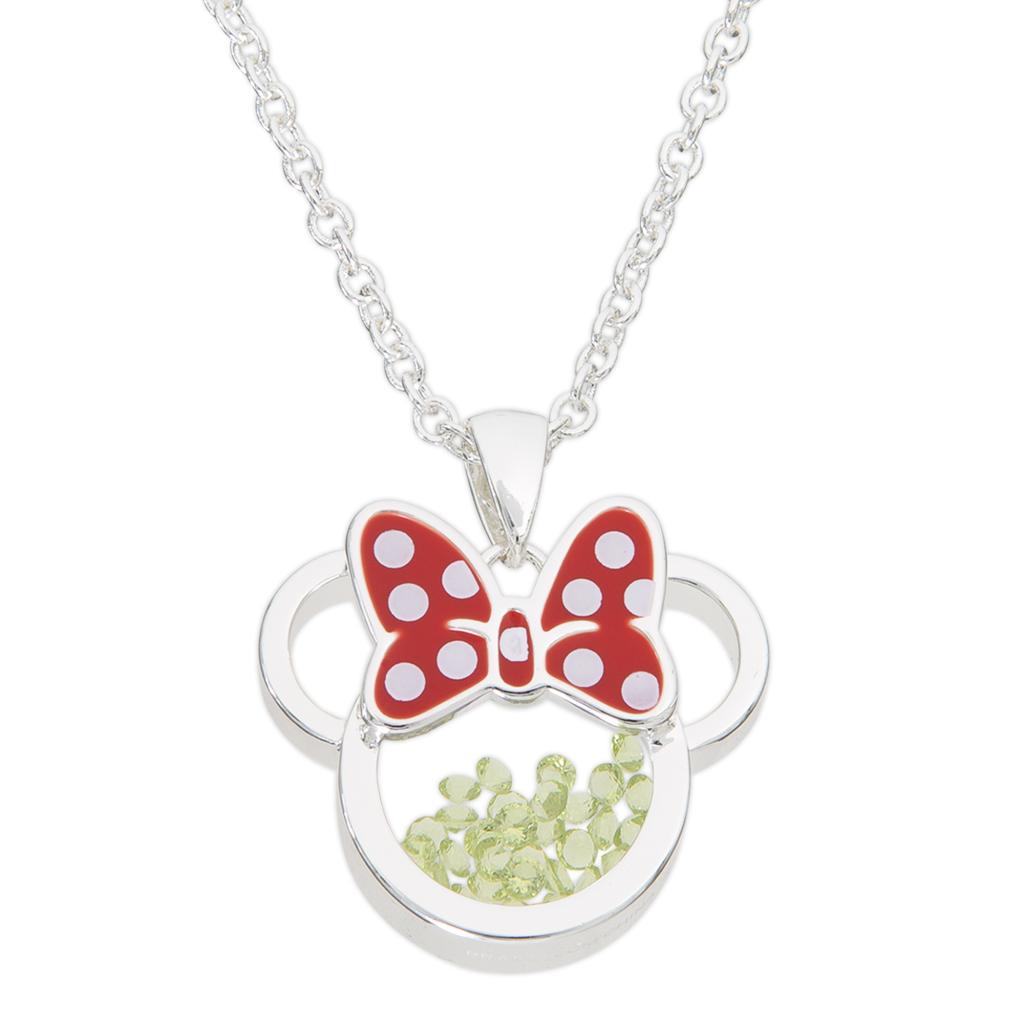 MINNIE - Birthstone Floating Stone Necklace in Silver Plated - August