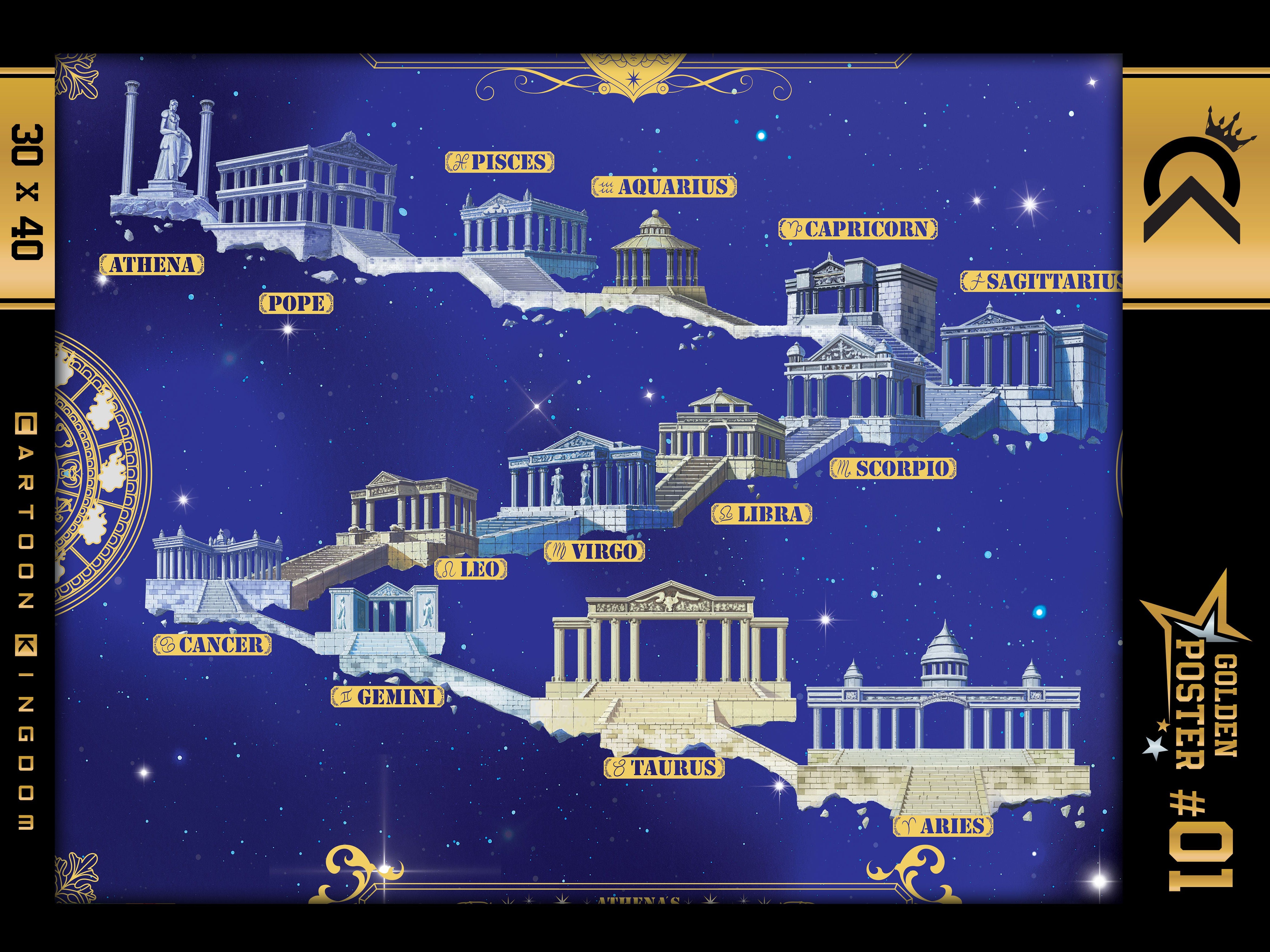 SAINT SEIYA - 12 Golden Knight House - Golden Poster 30x40cm