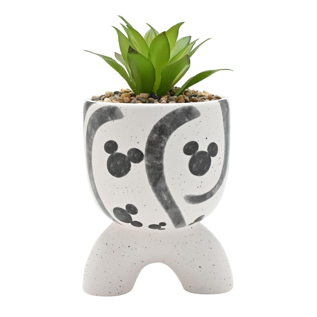 MICKEY - Shapes - Black&White - 3D Planter with Faux Plant