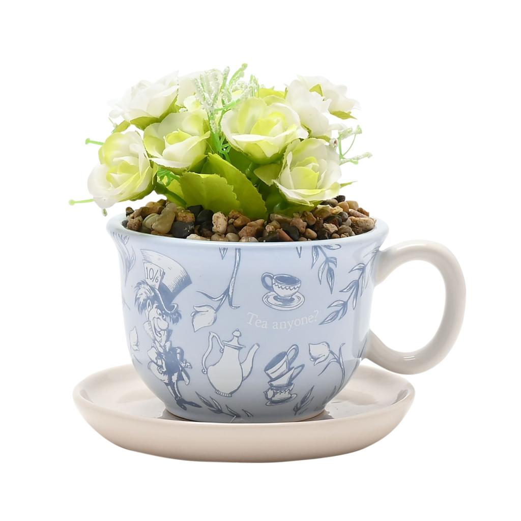 ALICE IN WONDERLAND - Teacup Planter with Faux Plant