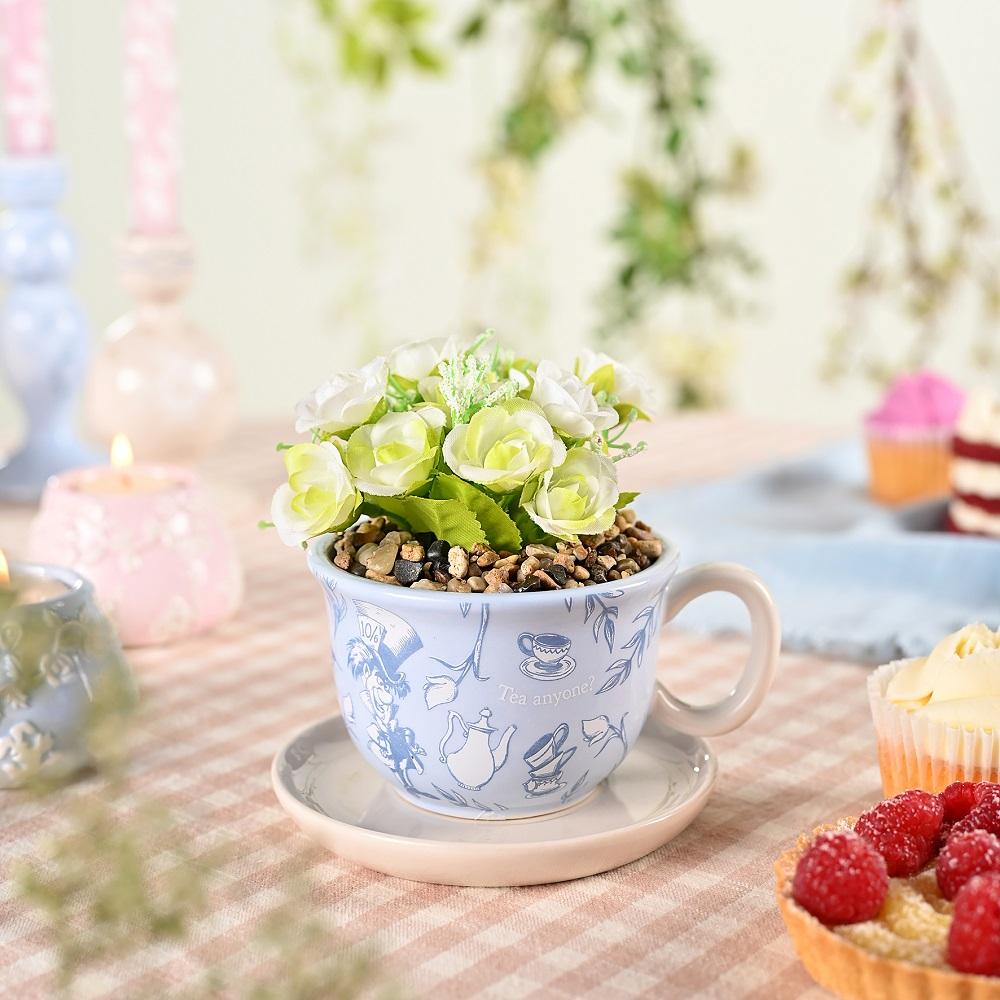 ALICE IN WONDERLAND - Teacup Planter with Faux Plant