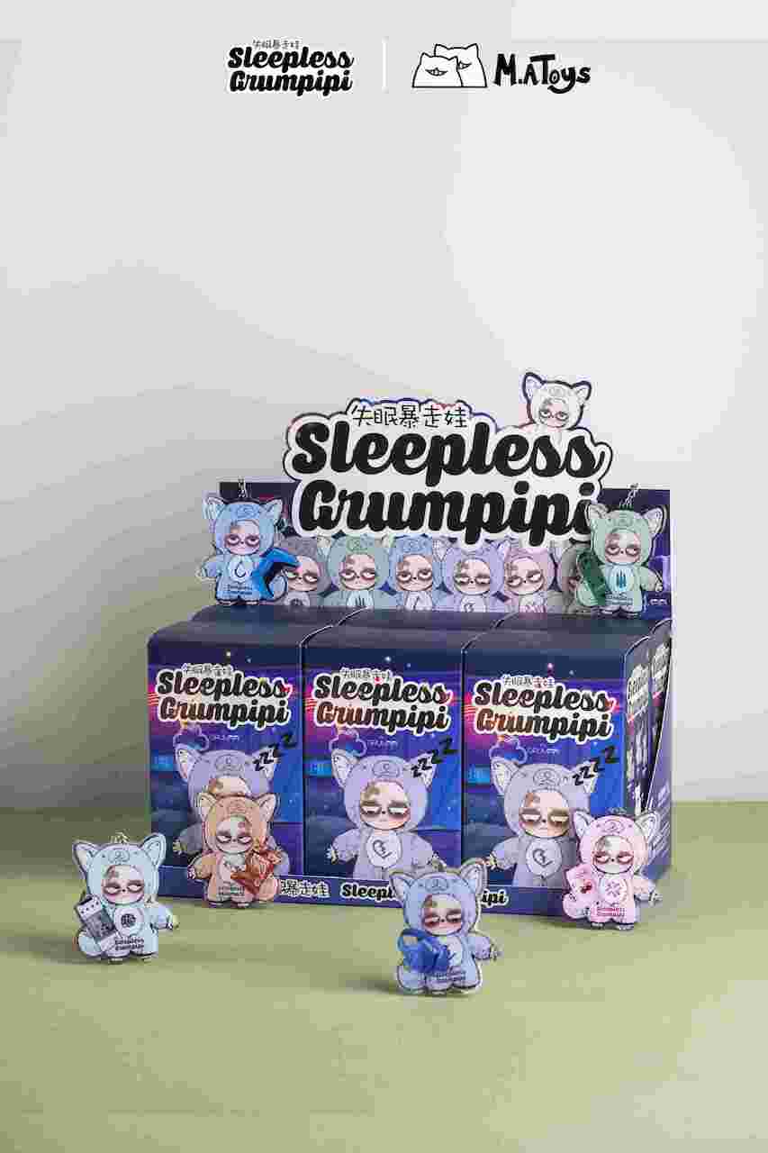 Sleeples Grumpipi Plush + Acrylic Keychain & Card - BLIND BOX - 13cm