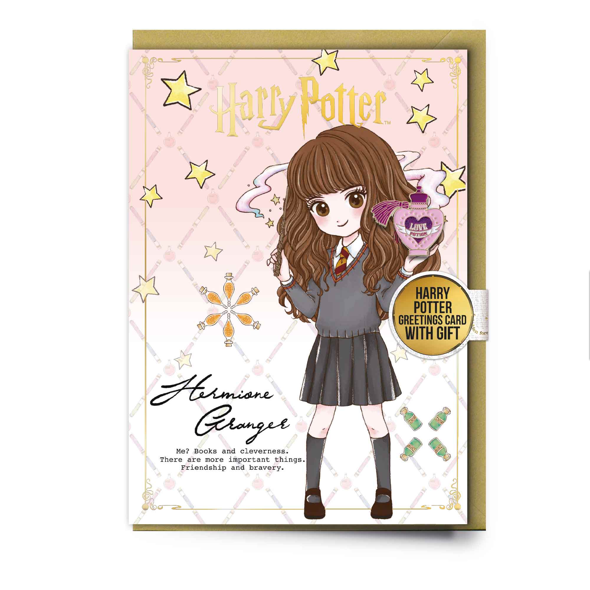 HARRY POTTER - Hermione - Greeting card with Pin