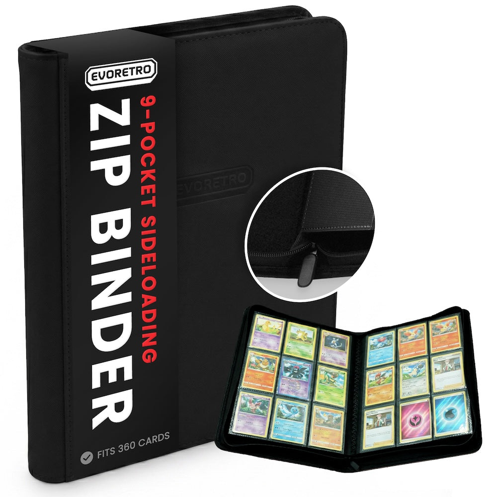 EVORETRO - Regular card binder with zipper 3x3 - Black