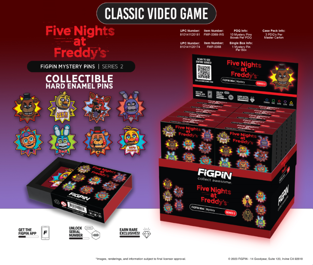 FIVE NIGHTS AT FREDDY'S -Series 2-Mystery Mini Pins (Display 10 Pin's)