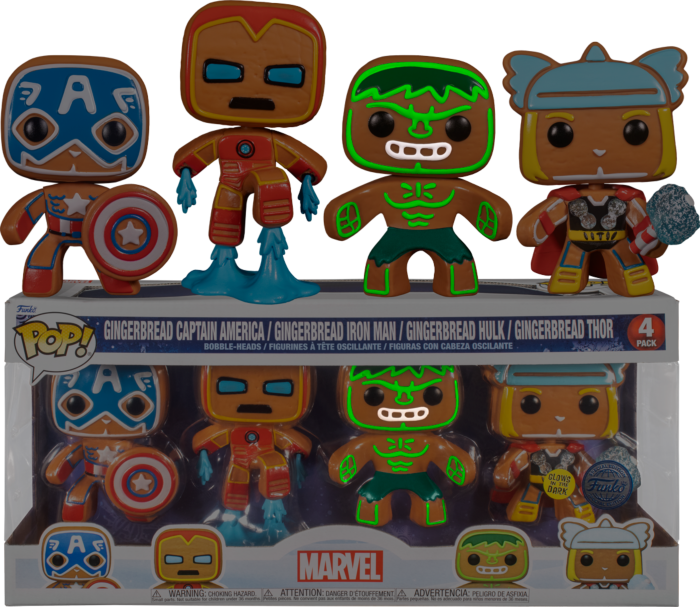 MARVEL - Holiday Gingerbread - 4 Pack Funko Pop GITD SPECIAL EDITION