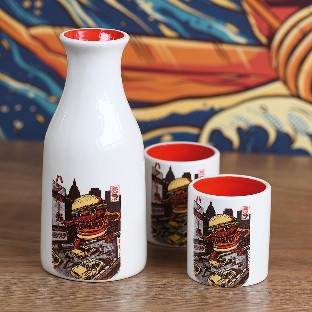 JAPANESE STYLE - Burgerzilla - Sake Bottle & 2 Sake Cups