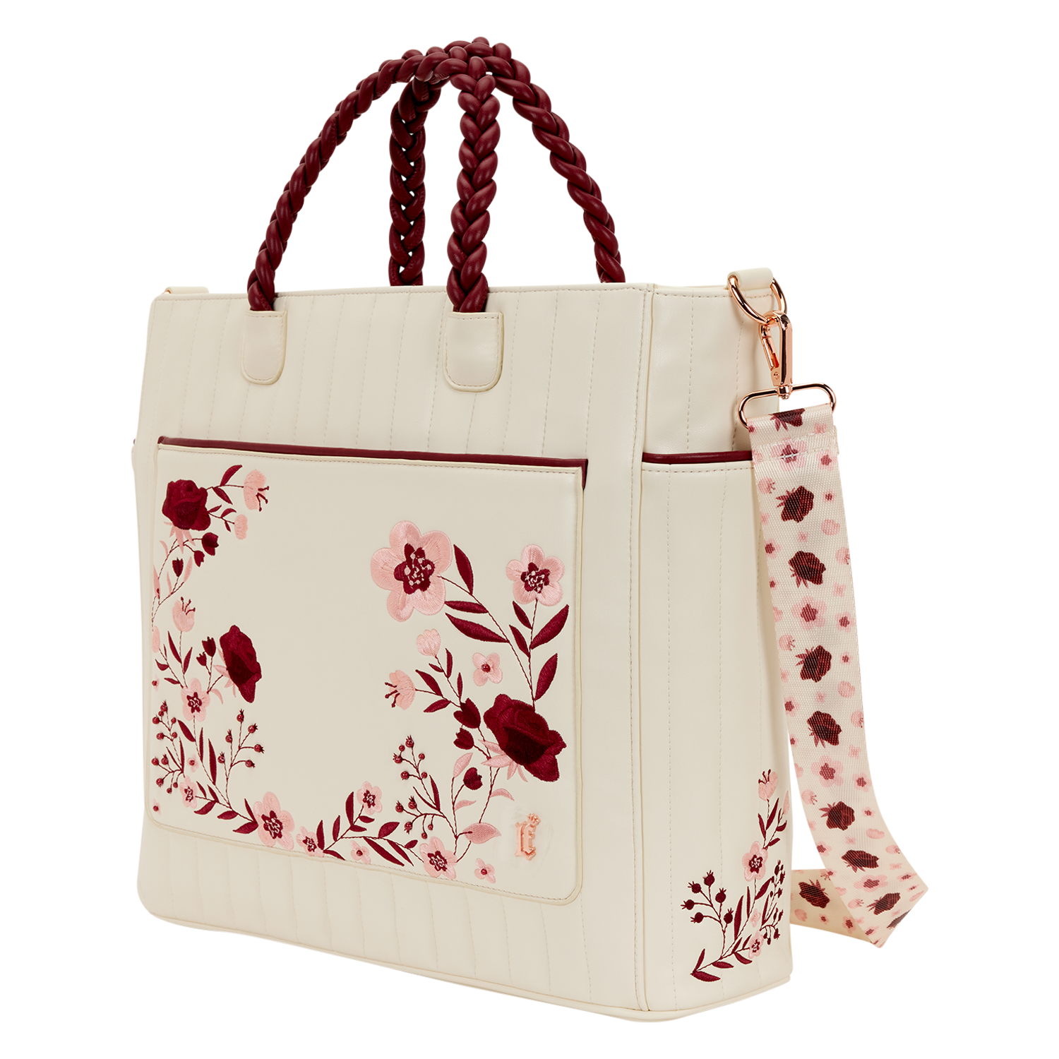 CREAM & RED - Floral - Convertible Tote Bag Loungefly
