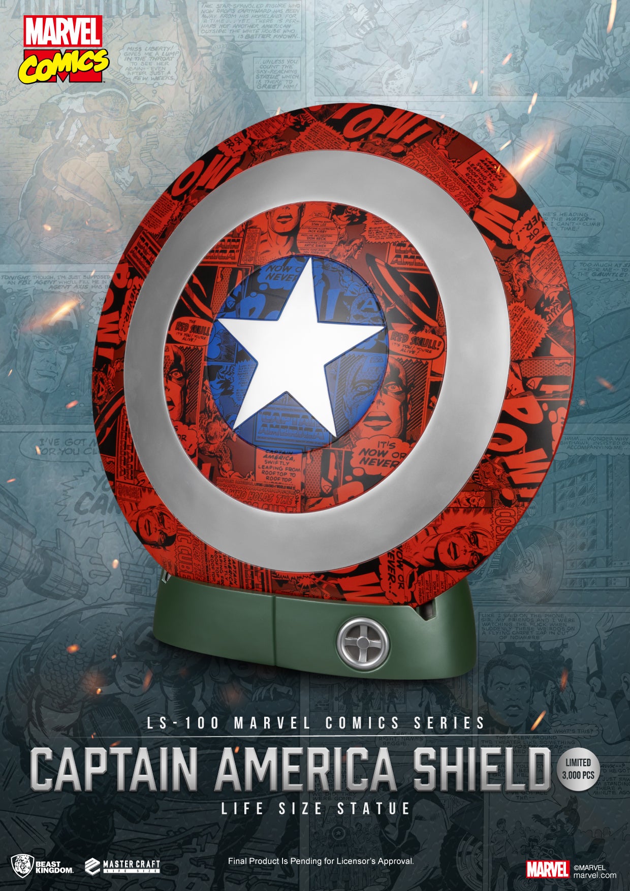 MARVEL - Bouclier de Captain America - Statuette Life Size 64cm